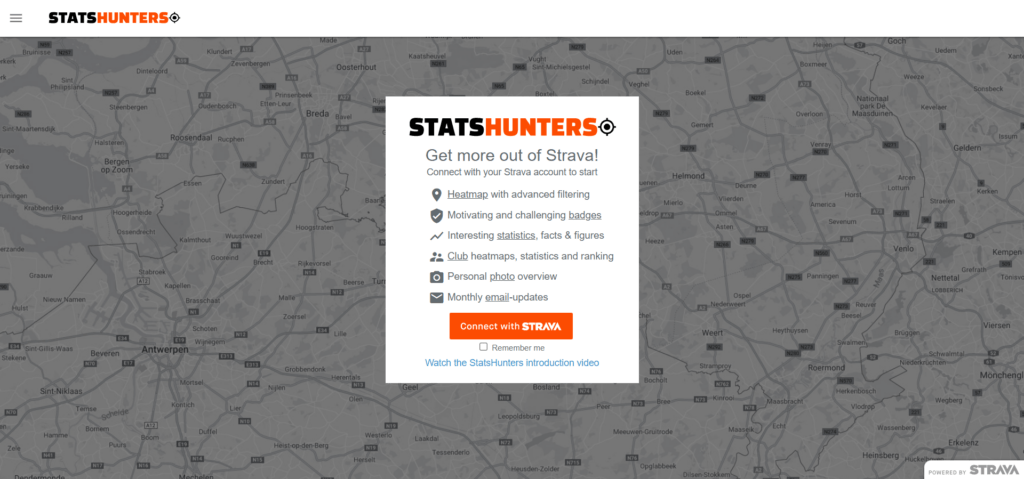 page connexion stats hunter compte compte strava