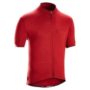 maillot manches courtes velo route triban cyclotouriste merinos bordeau