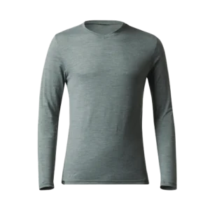 t shirt laine merinos de trek voyage travel 100 manches longues kaki homme